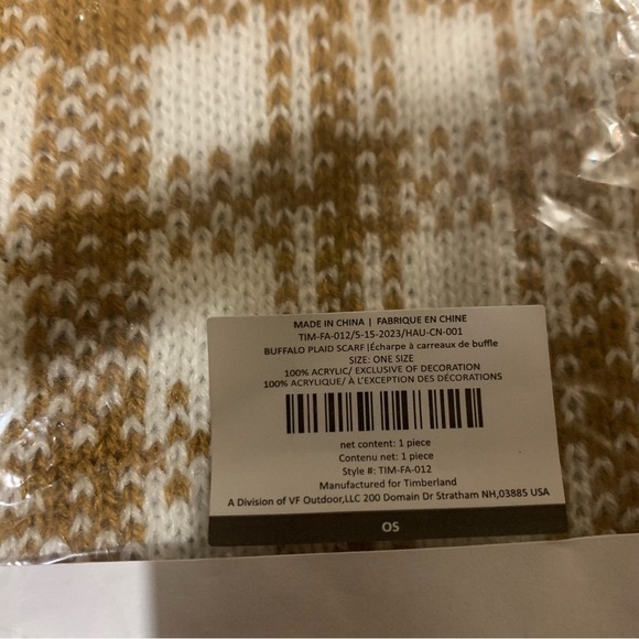 NWT TIMBERLAND Buffalo Plaid Scarf In “Wheat” - OS - Picture 6 of 8